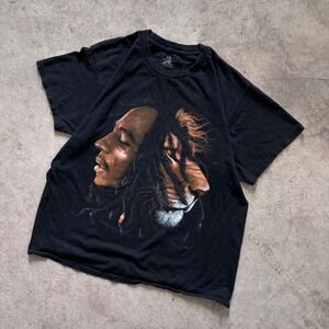 Vintage Y2K‎ Bob Marley Lion Graphic Tee Reggae Music Black Size Large